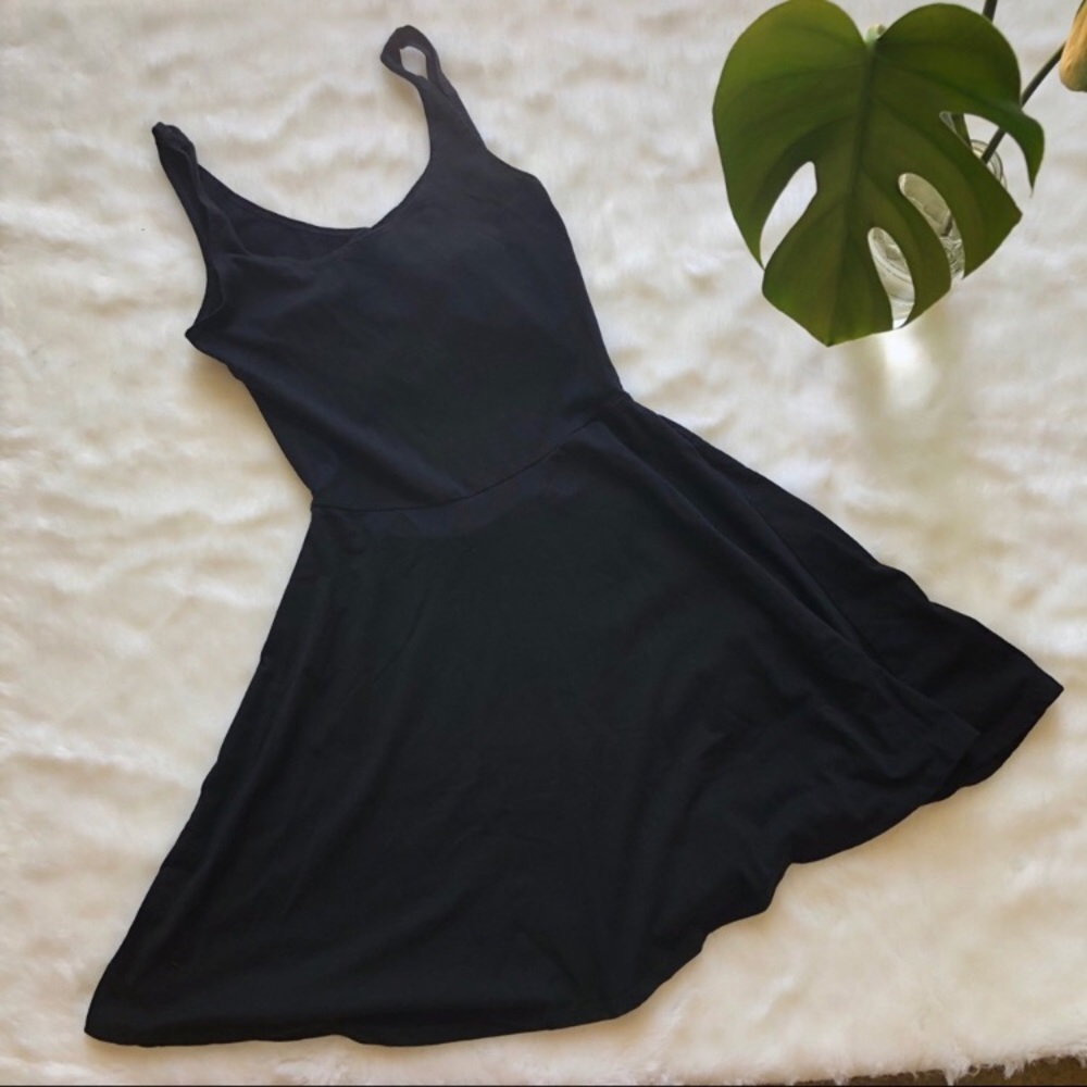 Black Stretchy Skater Dress w/ Back Detail